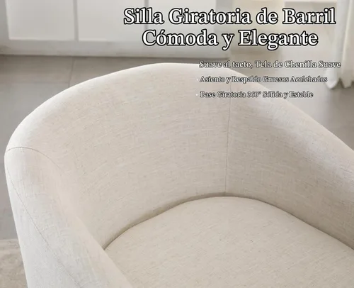 Vista 9 de Shunzhi Silla giratoria moderna, lino beige Sábanas beige