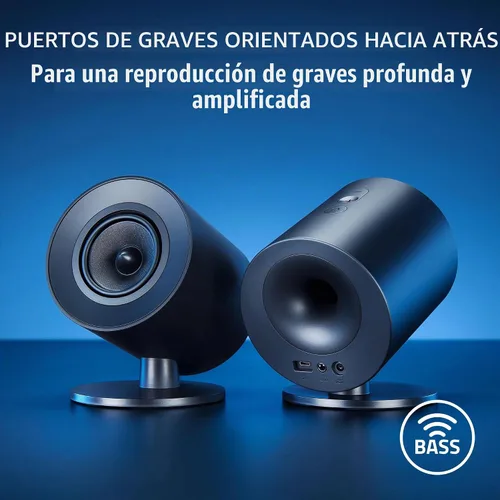Vista 5 de Razer Nommo V2 X - Altavoces para juegos para PC PS4 PS5, THX Spatial Audio Two 3" Full-Range 2.0 Drivers, Max Sound Pressure, Rear-Facing Bass