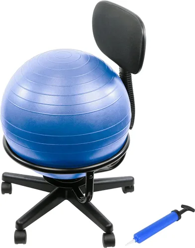 Vista 10 de CanDo Silla de bola de metal – Silla de bola de ejercicio ergonómica inflable con bomba de aire para el hogar, la oficina y el aula Rojo