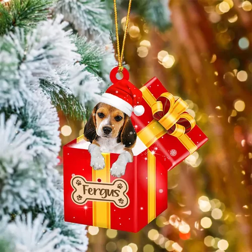 Vista 55 de Adorno de Navidad personalizado de Akita Inu, nombre personalizado Akita Inu para árbol de Navidad, en caja de regalo roja