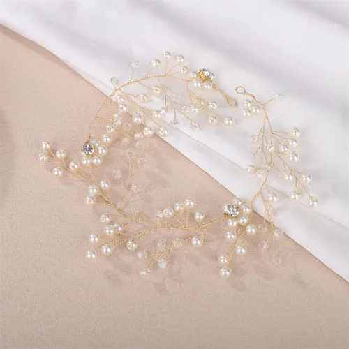Vista 3 de Aimimier Diadema de pelo de novia con perlas de imitación y cristal, para novia, dama de honor, fiesta de graduación, festival, joyería