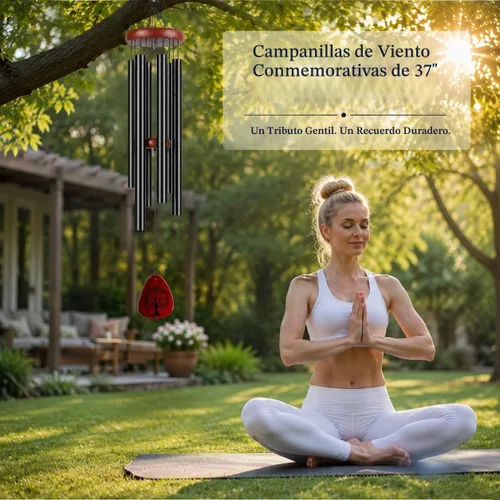 Vista 4 de Campanillas de viento de aluminio para jardín y patio al aire libre con tonos profundos relajantes, crea un ambiente tranquilo con un sofisticado