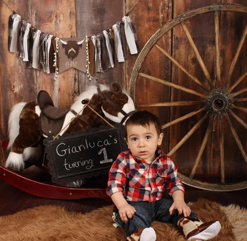 Vista 5 de Cartel de primer cumpleaños para silla alta – Rodeo de vaquero para decoración de tela de fiesta, baby shower, guirnalda de fondo para accesorios