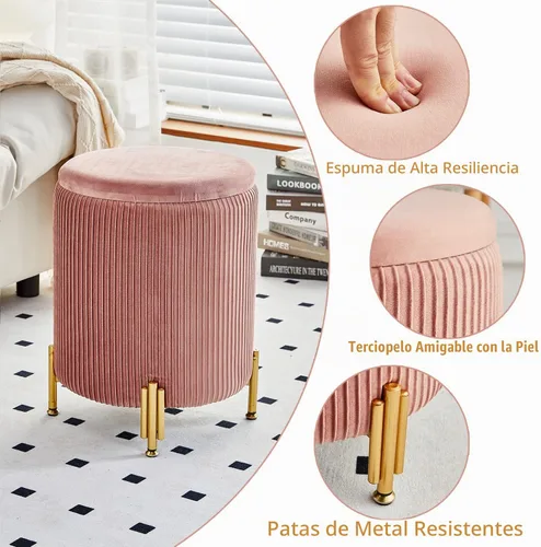 Vista 25 de Otomana de almacenamiento con patas de metal,Asiento tapizado de terciopelo Negro
