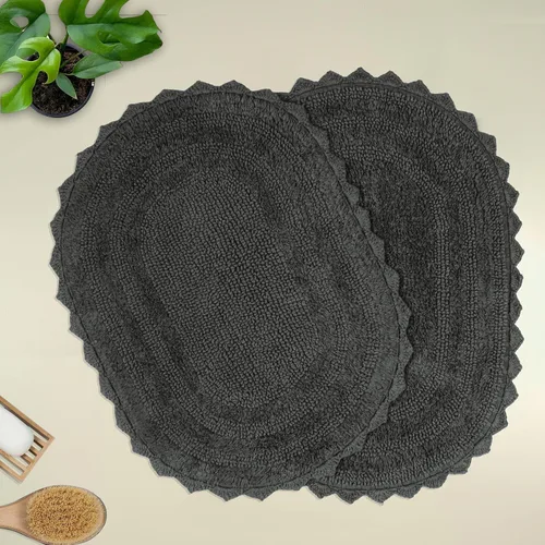 Vista 9 de TreeWool - Alfombras de baño con borde de ganchillo reversible en algodón de felpa (paquete de 2)