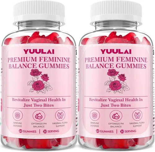 Vista 8 de Gomitas de equilibrio femenino premium, gomitas femeninas de piña hawaiana para mujeres, equilibrio de pH y salud vaginal, veganas, 60 gomitas