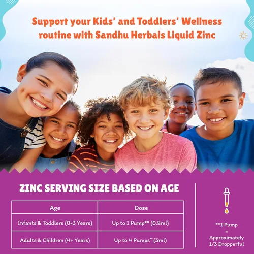 Vista 2 de Gotas de zinc líquido para niños, niños pequeños, bebés y adultos Paquete grande sin sabor de 4 onzas líquidas Suplementos de sulfato de zinc
