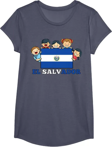Vista 17 de Camiseta salvadoreña del Mes de la Herencia Hispana con la bandera de El Salvador para niños, Negro
