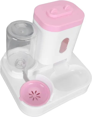 Vista 8 de Juego de comedero y dispensador de agua para mascotas, dispensador automático desmontable de agua de alimentos para gatos con ventana transparente