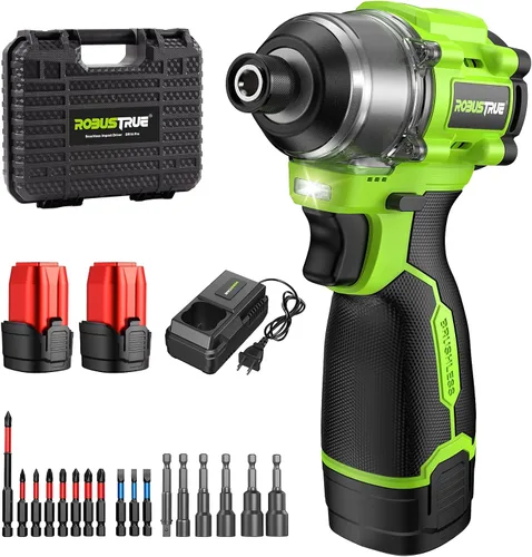 Vista 11 de Robustrue Destornillador de impacto: Destornillador de impacto inalámbrico hexagonal de 21 V 1/4", 230 N.m (2,035 pulgadas-libras) Juego de taladro