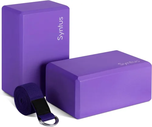 Vista 10 de Syntus Yoga Block and Yoga Strap Set, 2 Soft Non-Slip Yoga Blocks 9×6×4 inches, 8FT Metal D-Ring Strap for Yoga, General Fitness, Pilates