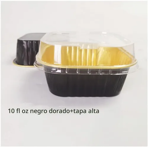 Vista 3 de 25 piezas de mini tazas cuadradas para hornear, mini moldes de papel de aluminio de 10 onzas con tapas, papel de aluminio para cupcakes, forros