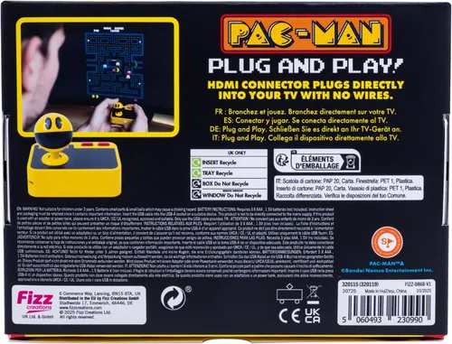Vista 10 de Fizz Creations PAC-MAN Plug & Play. Retro Gaming Arcade Game. Wireless controller. HDMI cable included. Classic Pac Man Gameplay.