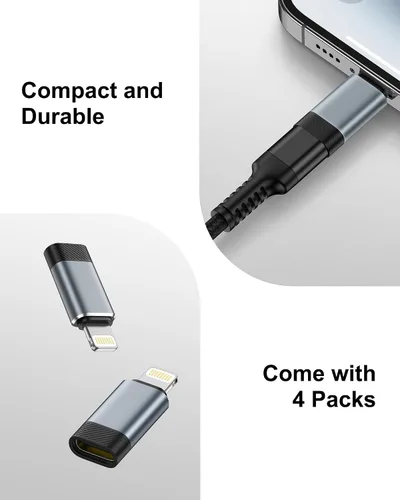 Vista 6 de Adaptador USB C a Lightning, paquete de 4, convertidor USB-C hembra a Lightning macho Type C to Lightning Adapter for iPhone 14 13 12 11 Pro Max