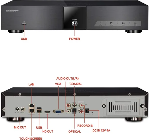 Vista 2 de InAndon KV-V5 Pro Karaoke Player 8T 2020, con 2 micrófonos inalámbricos, pantalla táctil capacitiva de 21.5 pulgadas, máquina de teclas de voz