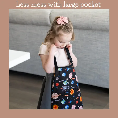 Vista 2 de Kids Aprons for Girls and Boys, Toddler Apron with Pocket for Painting, Cooking, Baking, Gardening and Crafts
