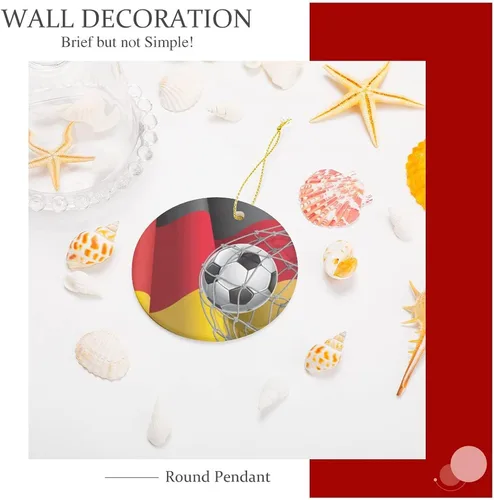 Vista 5 de Portería de fútbol y bandera alemana adorno de cerámica de Navidad decoración de Navidad para árbol de Navidad fiesta en casa