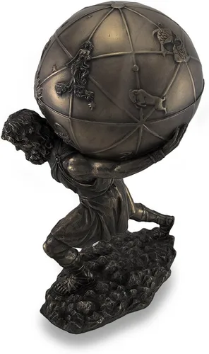 Vista 2 de Veronese Design Atlas bronce sosteniendo la estatua de la esfera celestial/caja de almacenamiento