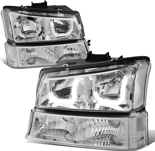 Vista 12 de Auto Dynasty Conjunto de faros LED DRL compatible con Chevy Avalanche Silverado 1500-3500 2003-2007, repuesto de faros delanteros laterales