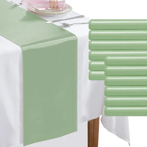 Vista 16 de Paquete de 2 caminos de mesa negros de 12 x 108 pulgadas, camino de mesa rectangular de seda satinada suave para bodas, banquetes, decoración