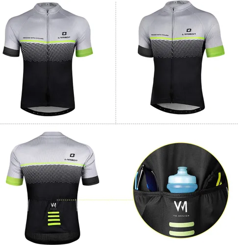Vista 2 de Camiseta de ciclismo para hombre, ajustada, transpirable, de secado rápido, de alta elasticidad, camiseta de ciclismo
