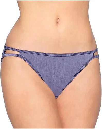 Vista 68 de Vanity Fair Bragas de bikini con tira para mujer, Illumination, con elástico sedoso y ribete de satén Paquete de 3 Negro (Midnight Black)