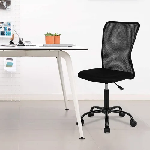 Vista 2 de Silla de oficina ergonómica – Silla de computadora con respaldo medio con altura ajustable, moderna giratoria sin brazos, soporte de espalda