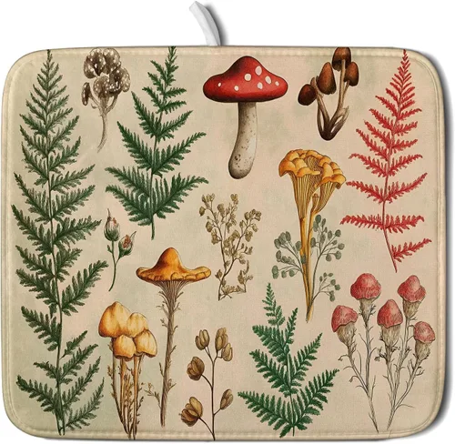 Vista 25 de Tapete de secado de platos de cabaña rústica, tapete escurridor de vida silvestre de oso del bosque, alce, 18 x 24 pulgadas, almohadilla escurridor