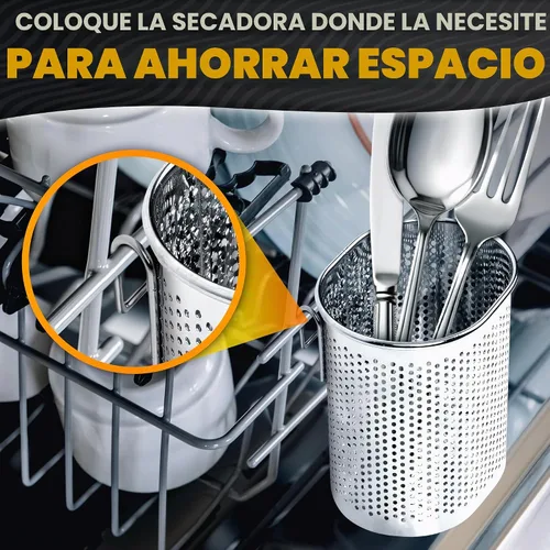 Vista 8 de Palillos Cubiertos y recipiente para utensilios de cocina rack de secado cesta con gancho de acero inoxidable perforado (forma ovalada) – se puede
