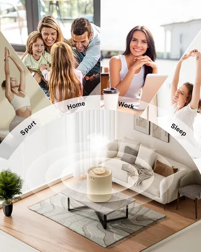 Vista 6 de Humidificador pequeño portátil, humidificadores pequeños de 50.7 fl oz para dormitorio de bebé, humidificadores portátiles de escritorio personal