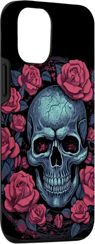 Vista 3 de Funda para iPhone 14 Skull and Roses Red Floral Dark Goth Horror Skull Case