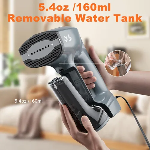Vista 6 de GHORA Vaporizador al vacío para ropa, 3500 Pa, vaporizador de mano de succión fuerte, vaporizador portátil de viaje y plancha de doble modo