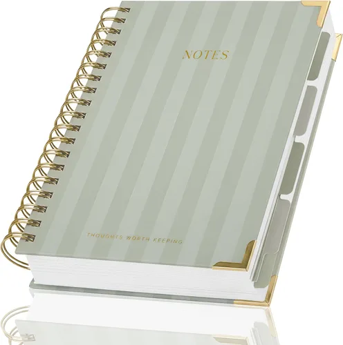 Vista 9 de Cuaderno en Espiral Grueso y Estético Con Pestañas - Diario Premium Para Mujeres Tamaño B5 - Cuaderno de Notas Rayado Para Universidad Con 300