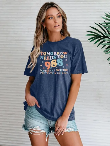 Vista 3 de FASHGL Mental Health Matters - Camiseta para mujer 988 para prevención del suicidio, camiseta divertida para terapeuta y psicólogo