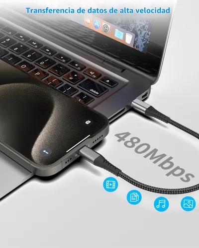 Vista 3 de Cables cortos USB C a USB C de 6 pulgadas, paquete de 3 cables USB C a C