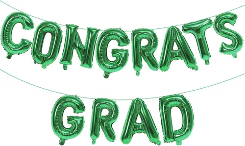 Vista 14 de KALOR Globos negros de 16 pulgadas con texto en inglés "Congrats Grad", letras de graduación negras, decoraciones de graduación 2026
