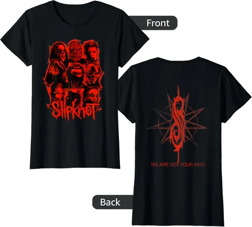 Vista 9 de Slipknot Camiseta oficial con parche rojo con texto en inglés «We are Not Your Kind», talla S