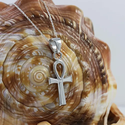 Vista 5 de Wishrocks Collar con colgante de oro de 14 quilates sobre plata de ley Ankh para mujer