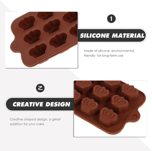 Vista 8 de Cabilock 2 moldes de silicona para dulces, moldes de chocolate, moldes de corona, moldes de gomitas, molde de silicona para hornear, bandeja