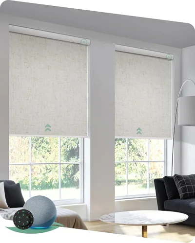 Vista 10 de Yoolax Persianas motorizadas con control remoto, persianas inteligentes opacas para ventanas interiores, cortinas automáticas compatibles con Alexa