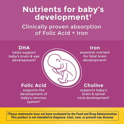 Vista 2 de Nature Made Cápsulas blandas prenatales de vitaminas + cápsulas de colina, ácido fólico + DHA + colina, 60 vitaminas prenatales para mujeres, 60