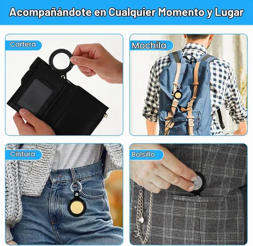 Vista 4 de Gjinxi Llavero de cuero para monedas AA, cuarto y almacenamiento de monedas de la suerte Negro