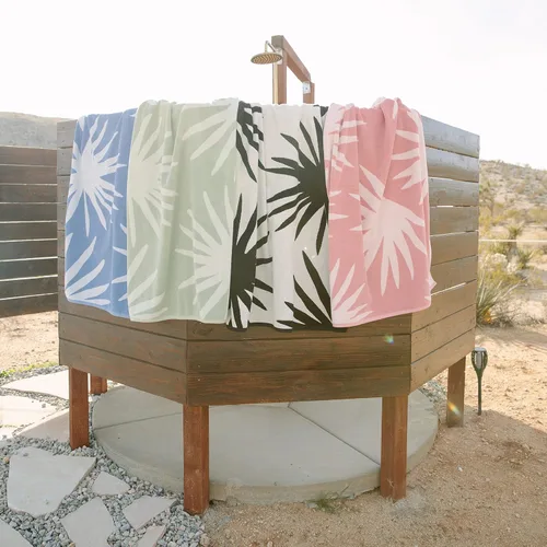 Vista 5 de Laguna Beach Textile Co. Toalla de playa Tropical Cabana - De gran tamaño, de felpa, 630 GSM de algodón - Azul Agave