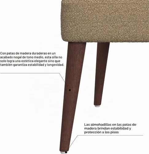 Vista 6 de [Usado] Homepop Decoración del hogar Silla de comedor lateral tapizada Hemet Gayle Muebles decorativos para el hogar, bouclé marrón