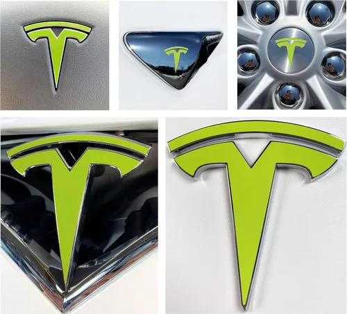 Vista 10 de Calcomanía con logotipo para Tesla Model S, Nosecone, juego de 14 piezas (verde brillante)