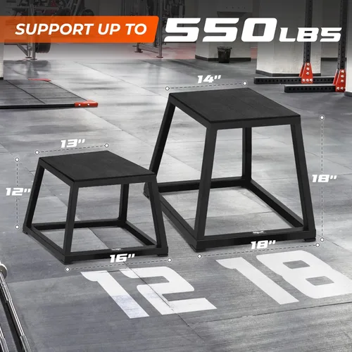 Vista 2 de Yes4All Metal Plyometric Box with 550lbs Capacity, Pre-Assembled, Plyo Jump Platform, Step Up Box for Workout Home Gym