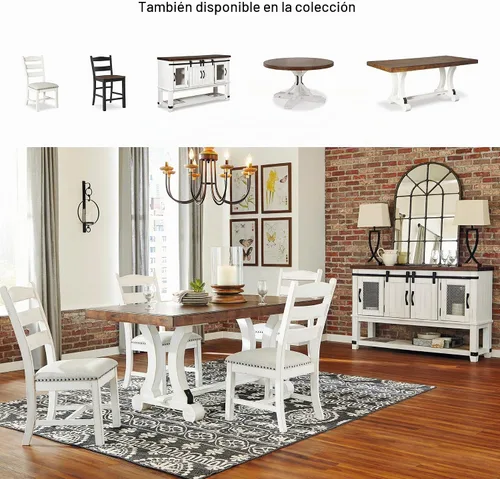 Vista 10 de Signature Design by Ashley Valebeck - Servidor de comedor de estilo granja o gabinete de aparador, blanco y marrón