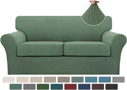 Vista 49 de Turquoize 2 fundas para sillas de sala de estar, funda de sofá con fundas de cojín individuales, funda de muebles para sillas (silla, beige biscotti)