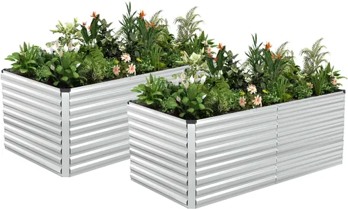 Vista 37 de NAVINE Cama de jardín elevada de 8 x 4 x 2 pies, macetas elevadas de metal grande, macetas para plantas al aire libre para verduras, flores