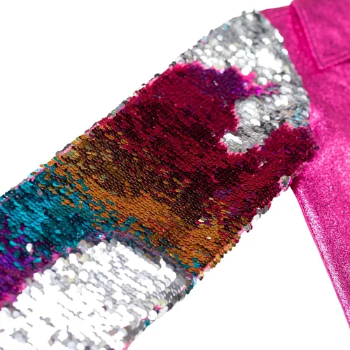 Vista 8 de JoJo Siwa Unicorn - Chaqueta bomberomoto con lentejuelas para niñas y niños grandes